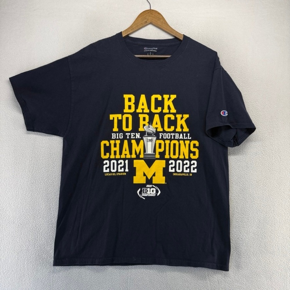 University Of Michigan Shirt Men's large Blue Big Ten Champs Back To Back B1G
